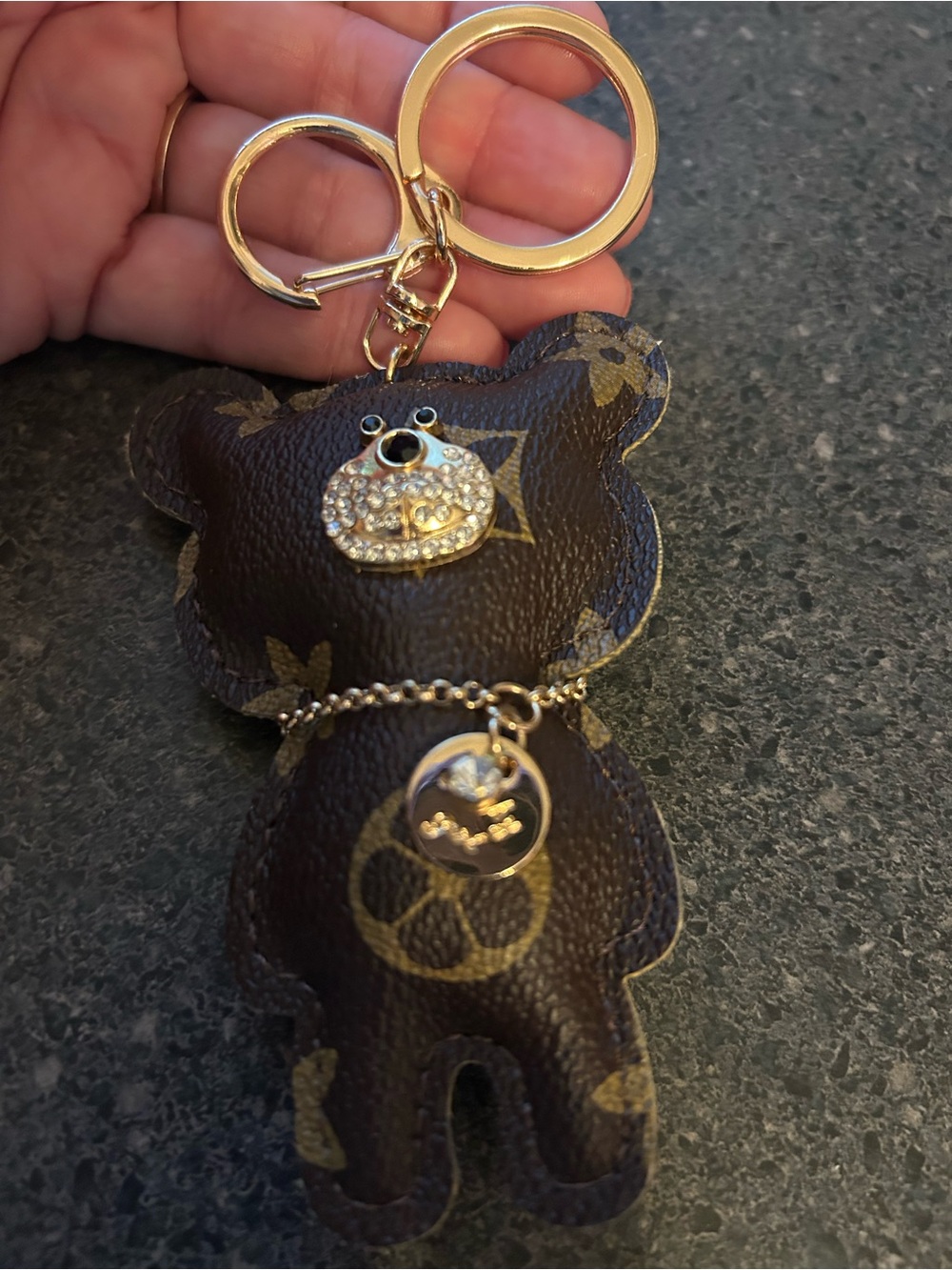 Designer-Style Brown Bear Keychain Bag Charm LV